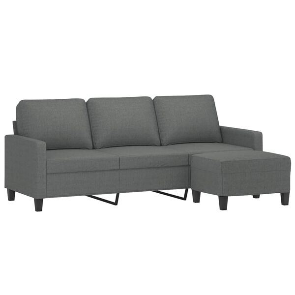 vidaXL Canap&eacute; &agrave; 3 places avec repose-pieds Gris fonc&eacute; 180 cm Tissu