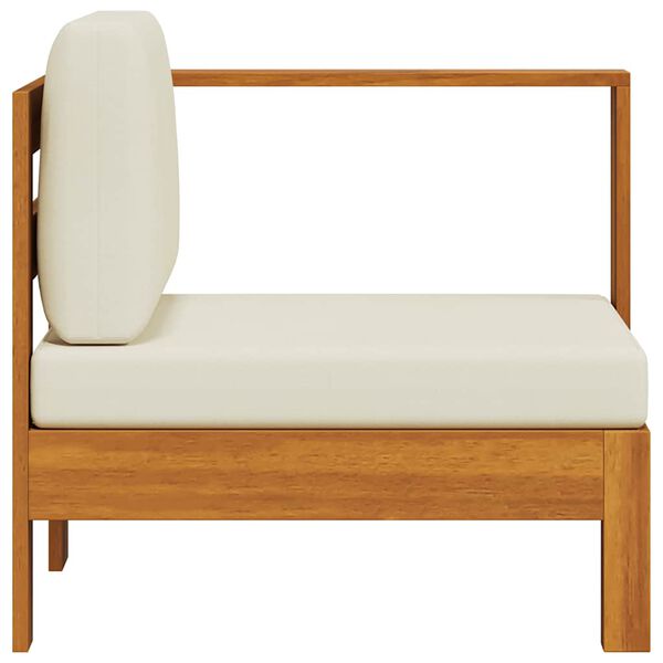 vidaXL Canap&eacute; central avec 1 accoudoir Blanc cr&egrave;me Acacia solide