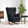vidaXL Fauteuil à bascule à oreilles en velours noir bois massif