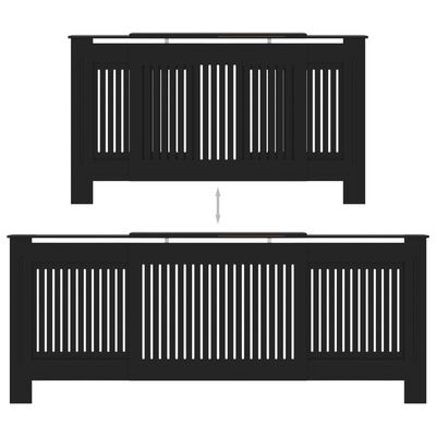 vidaXL Cache-radiateur MDF Noir 205 cm