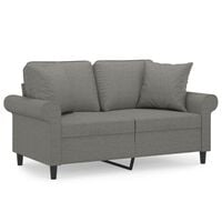 vidaXL Canapé 2 places et oreillers et coussins Gris foncé 120cm Tissu