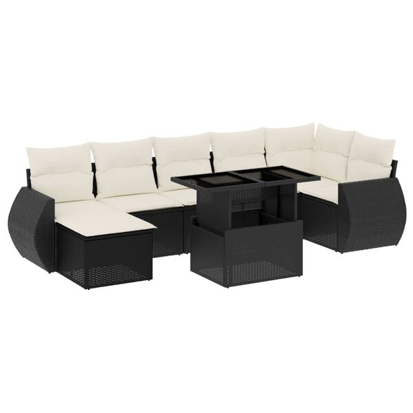 vidaXL Salon de jardin 8 pcs avec coussins noir r&eacute;sine tress&eacute;e