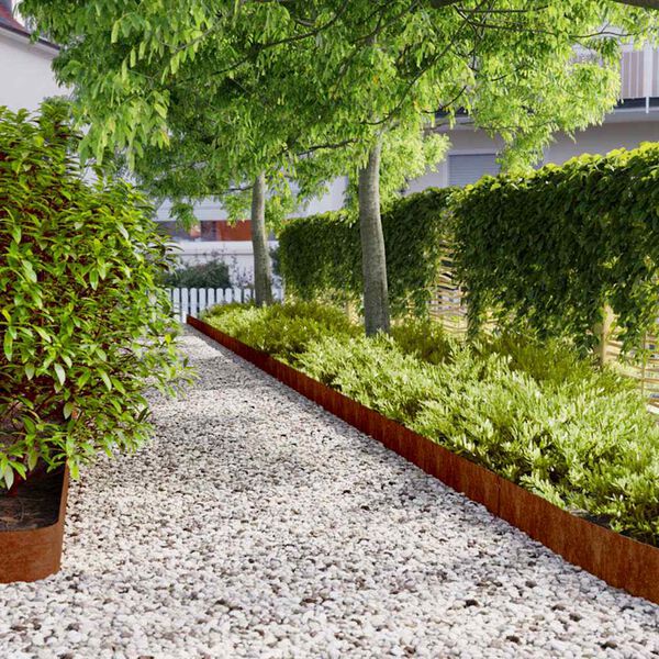 vidaXL Bordures de pelouse 10 pcs 15x103 cm acier corten flexible