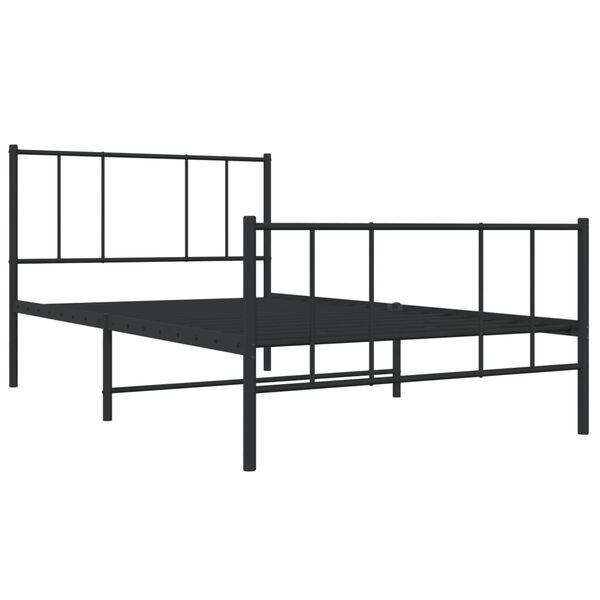 vidaXL Cadre de lit m&eacute;tal sans matelas et pied de lit noir 100x200 cm