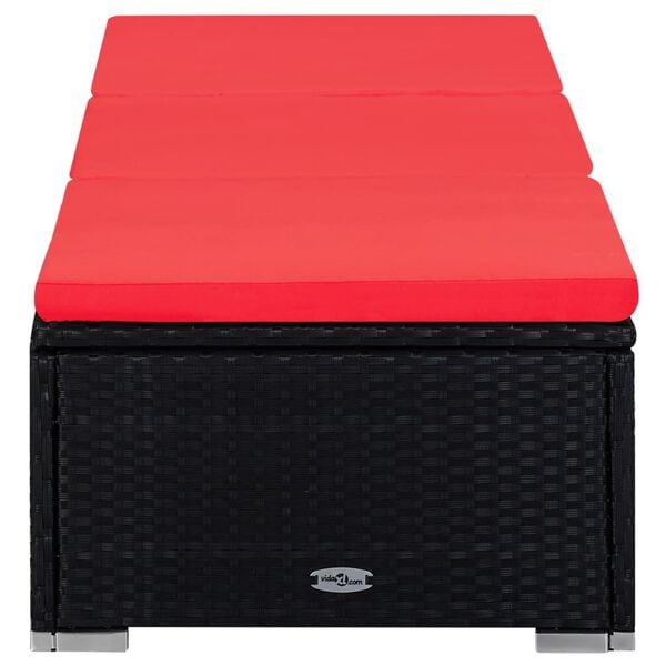 vidaXL Chaises longues de jardin table &agrave; th&eacute; 3 pcs R&eacute;sine tress&eacute;e Noir