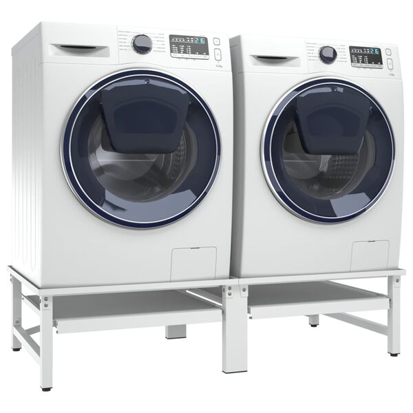 vidaXL Socle de lave-linge et s&egrave;che-linge et &eacute;tag&egrave;re coulissante Blanc