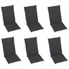 vidaXL Chaises de jardin lot de 6 avec coussins anthracite Bois teck