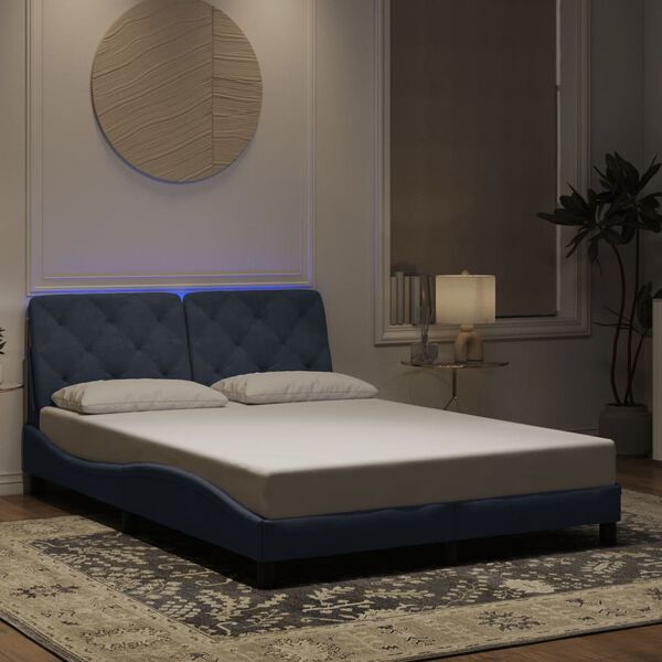 vidaXL Cadre de lit avec LED sans matelas gris foncé 137x190 cm velours