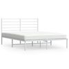 vidaXL Cadre de lit m&eacute;tal sans matelas et t&ecirc;te de lit blanc 135x190 cm