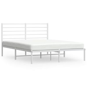 vidaXL Cadre de lit m&eacute;tal sans matelas et t&ecirc;te de lit blanc 135x190 cm