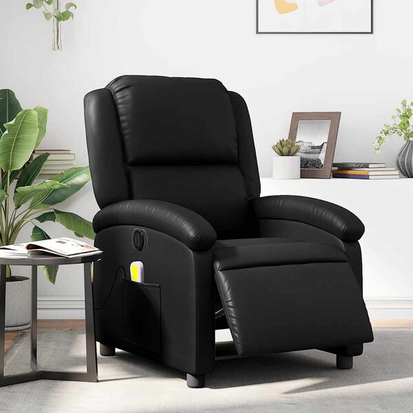 vidaXL Fauteuil inclinable de massage électrique noir similicuir