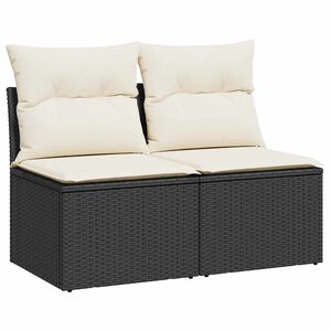 vidaXL Salon de jardin avec coussins 2 pcs noir r&eacute;sine tress&eacute;e acacia