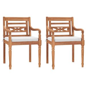 vidaXL Chaises Batavia lot de 2 avec coussins Bois de teck solide