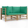 vidaXL Canap&eacute;s d'angle de jardin avec coussins vert 2 pcs bambou