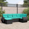 vidaXL Salon de jardin 6 pcs avec coussins noir r&eacute;sine tress&eacute;e