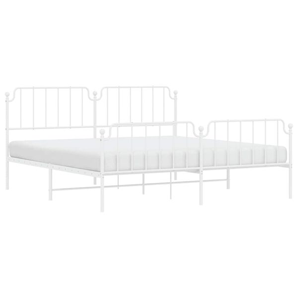 vidaXL Cadre de lit m&eacute;tal sans matelas et pied de lit blanc 193x203 cm