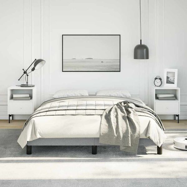 vidaXL Cadre de lit gris clair 137x190 cm tissu