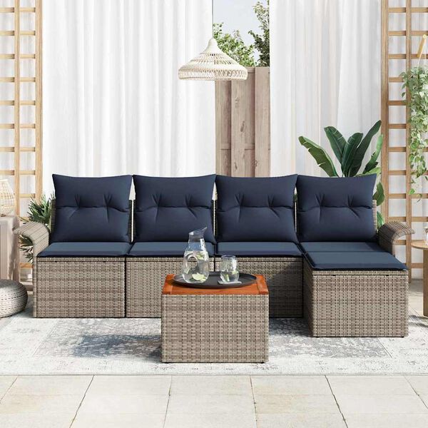 vidaXL Ensemble de canapé de jardin 6 pcs Gris Poly rotin