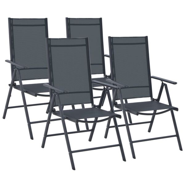 vidaXL Ensemble à manger d'extérieur 5 pcs Aluminium et textilène Noir