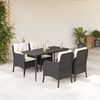 vidaXL Ensemble &agrave; manger de jardin coussins 5pcs Noir R&eacute;sine tress&eacute;e
