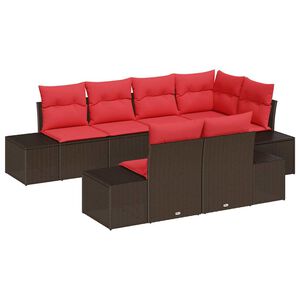 vidaXL Ensemble de canapé de jardin 7 pcs Marron polyrotin