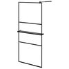 vidaXL Paroi de douche avec &eacute;tag&egrave;re Noir 90x195 cm Verre ESG&Aluminium