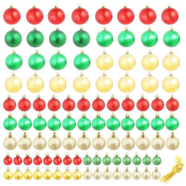 Boules de No&euml;l 100 pcs Rouge/Dor&eacute;/Vert