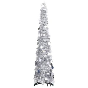 vidaXL Sapin de No&euml;l artificiel escamotable argent&eacute; 120 cm PET