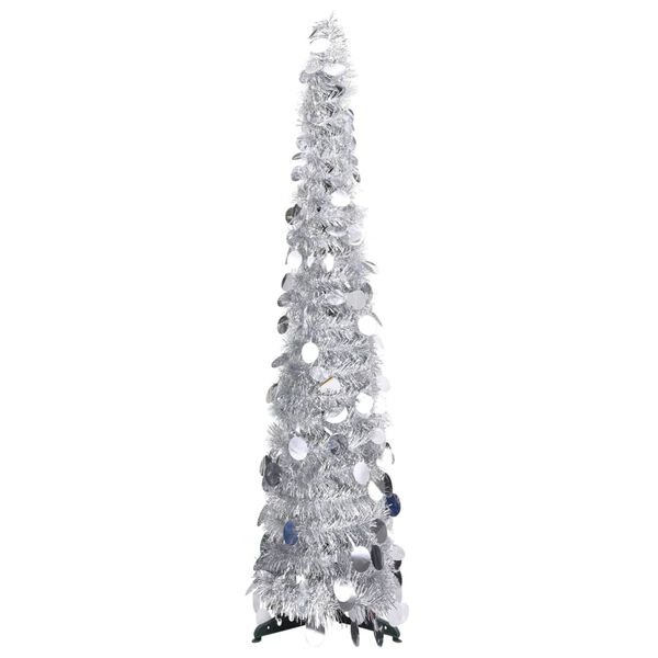 vidaXL Sapin de No&euml;l artificiel escamotable argent&eacute; 120 cm PET