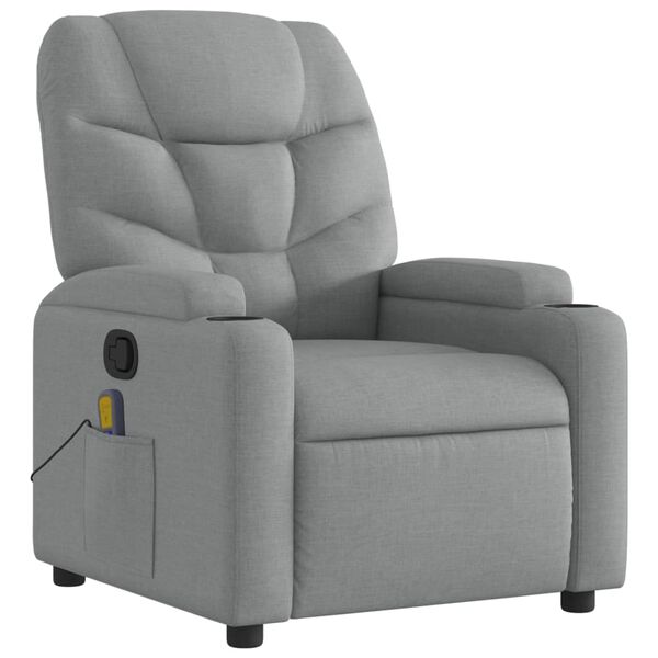 vidaXL Fauteuil de massage inclinable gris clair tissu