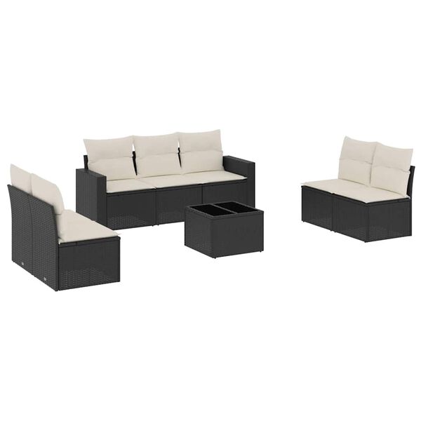 vidaXL Salon de jardin 8 pcs avec coussins noir r&eacute;sine tress&eacute;e
