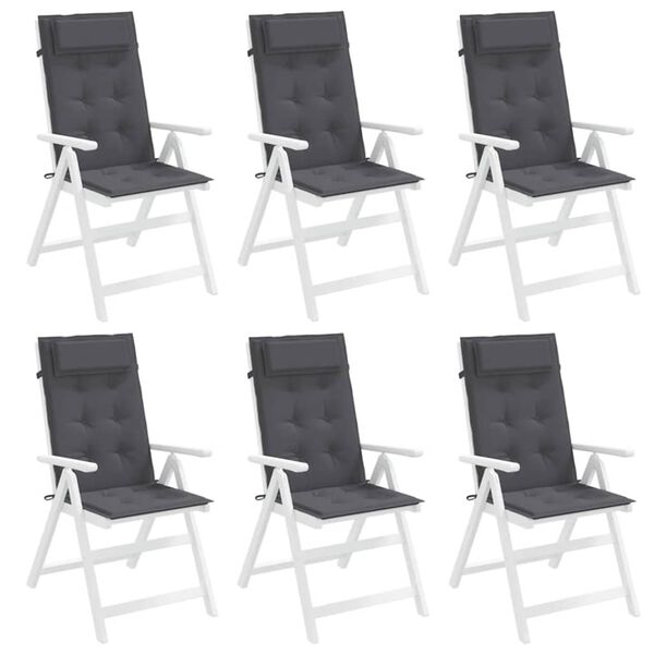 vidaXL Coussins de chaise &agrave; dossier haut lot de 6 anthracite