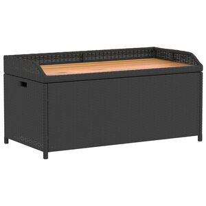 vidaXL Banc de rangement noir r&eacute;sine tress&eacute;e et bois d'acacia