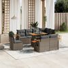 vidaXL Salon de jardin 9 pcs avec coussins gris r&eacute;sine tress&eacute;e