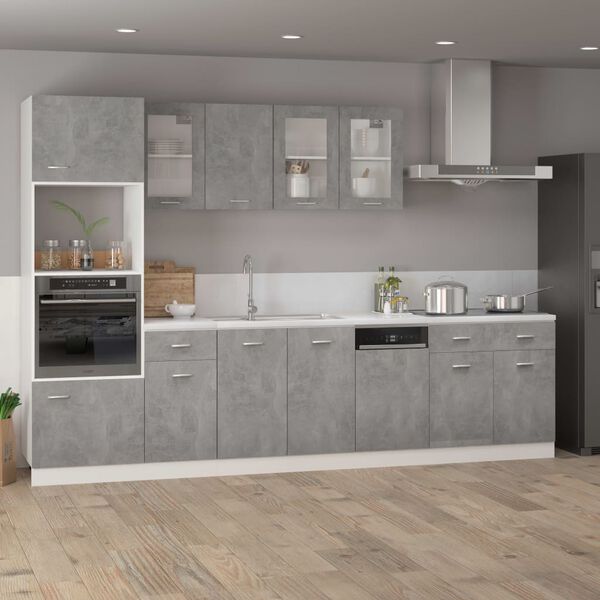 vidaXL Armoire de plancher à tiroir Gris béton Bois d’ingénierie