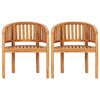 vidaXL Chaises en forme de banane lot de 2 Bois de teck solide