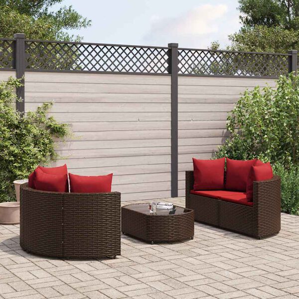 vidaXL Salon de jardin avec coussins 5 pcs marron r&eacute;sine tress&eacute;e