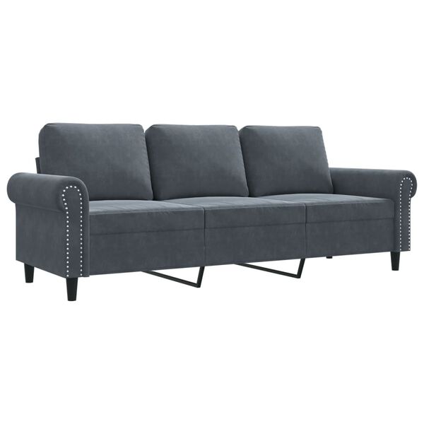 vidaXL Canap&eacute; &agrave; 3 places Gris fonc&eacute; 180 cm Velours