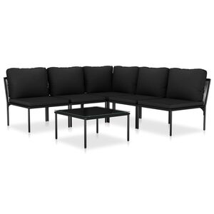 vidaXL Salon de jardin 6 pcs avec coussins Noir PVC