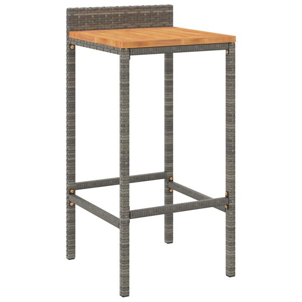 vidaXL Tabourets de bar lot de 2 gris r&eacute;sine tress&eacute;e et bois d'acacia
