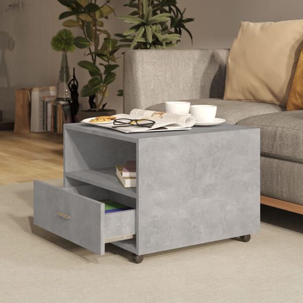 vidaXL Table basse gris b&eacute;ton 55x55x40 cm bois d'ing&eacute;nierie