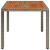 vidaXL Table de jardin dessus en bois Gris 90x90x75 cm R&eacute;sine tress&eacute;e