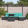 vidaXL Ensemble de canap&eacute; de jardin 6 pcs Noir et Bleu polyrotin