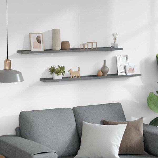vidaXL &Eacute;tag&egrave;res murales 2 pcs Gris 100x9x3 cm