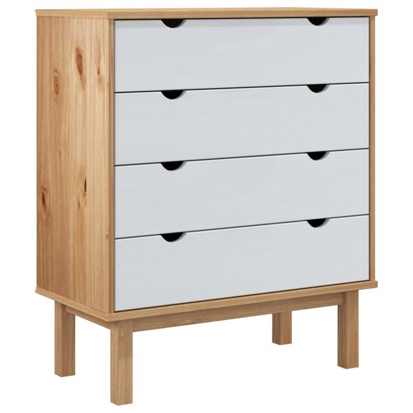 vidaXL Commode OTTA Marron et blanc 76,5x39,5x90 cm Bois de pin massif