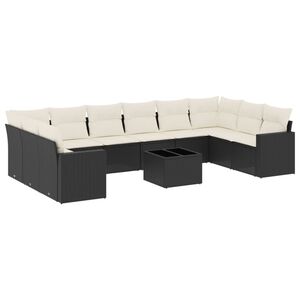 vidaXL Salon de jardin 11 pcs avec coussins noir r&eacute;sine tress&eacute;e