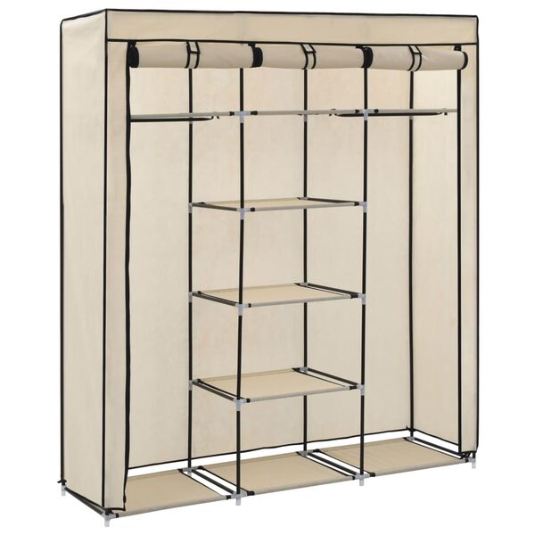 vidaXL Armoire avec compartiments et barres Crème 150x45x175 cm Tissu