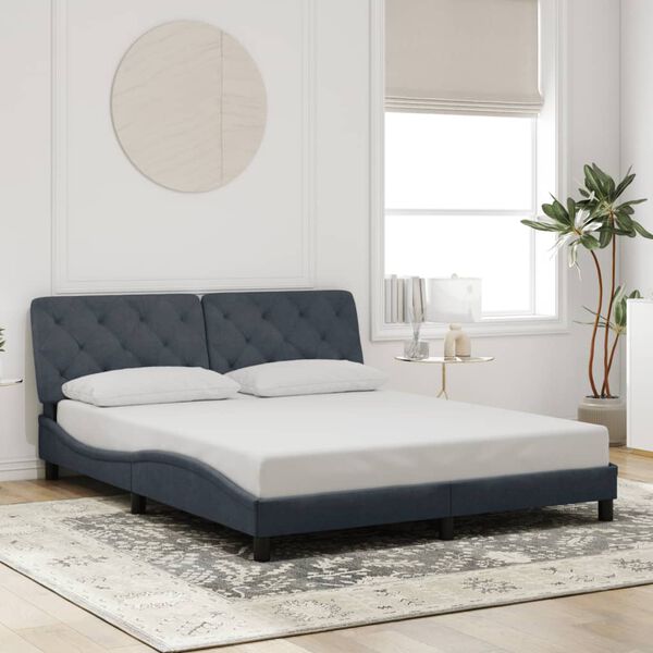 vidaXL Cadre de lit sans matelas gris fonc&eacute; 152x203 cm velours
