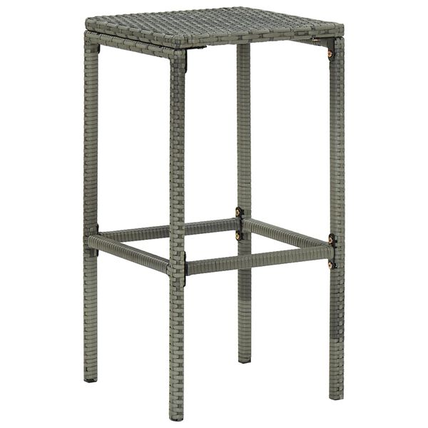 vidaXL Tabourets de bar avec coussins lot de 2 gris résine tressée