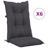 vidaXL Coussins de chaise de jardin à dossier haut lot de 6 anthracite